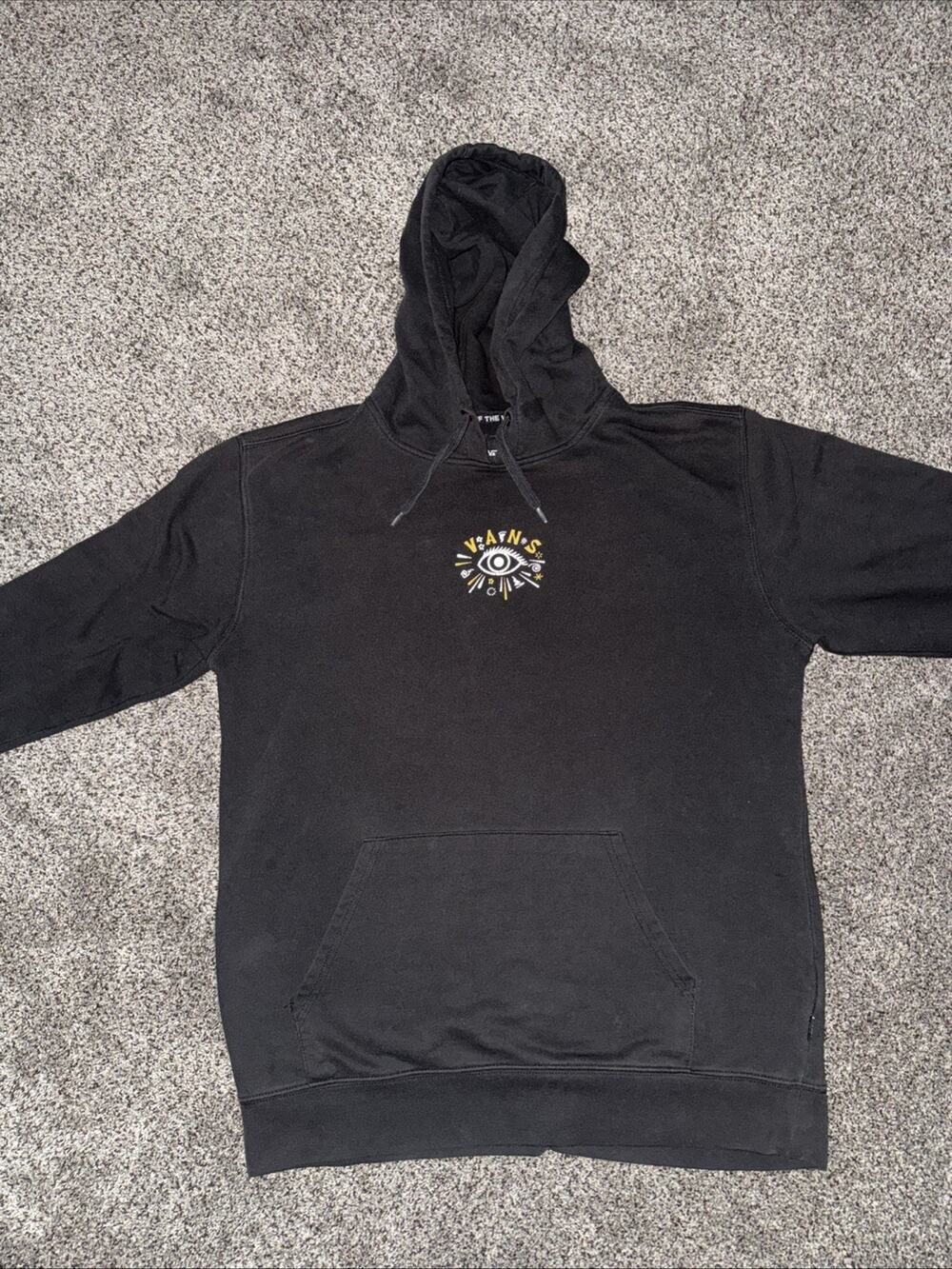 Vans Hoodie Mens M Black Logo Long Sleeves Pullover Off the Wall